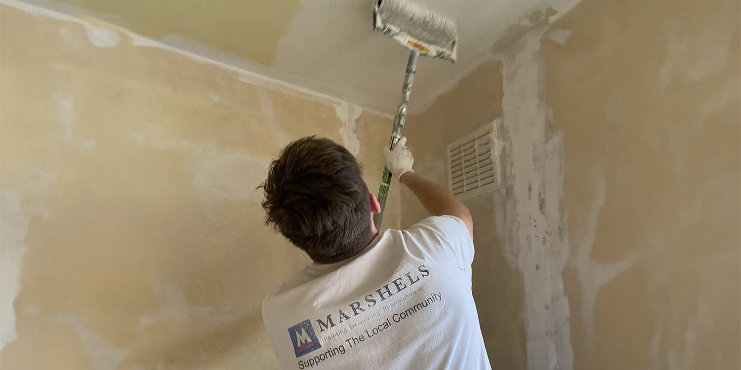 steve the painter, colour washing the ceiling in white in grade 2 listed building