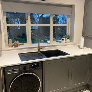 kitchen refurbishment and refit services on new dark grey kitchen