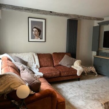 cosy living room space with warm colour palette