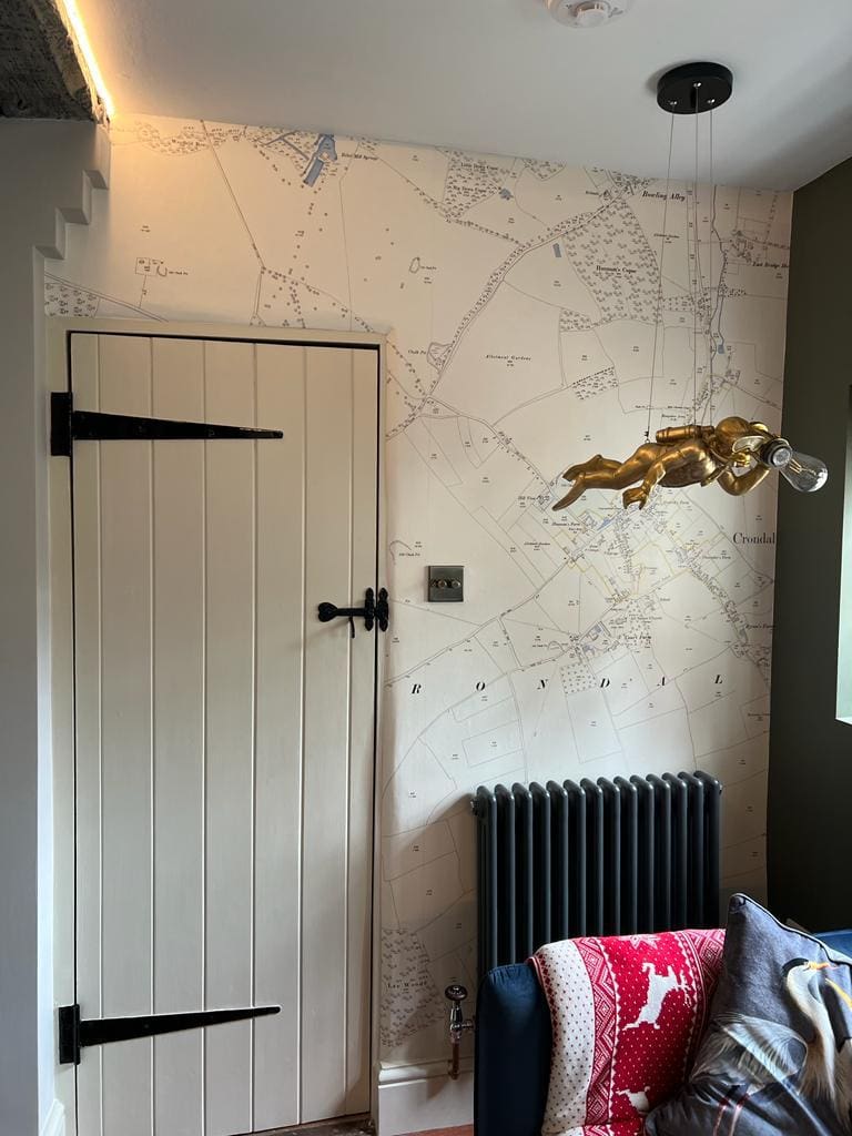 Map wallpaper - hung in Crondall Map wallpaper - hung in Crondall