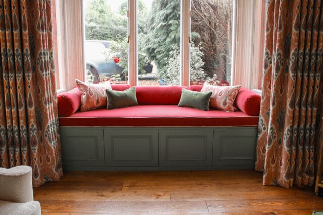 Newly painted bay window storage box