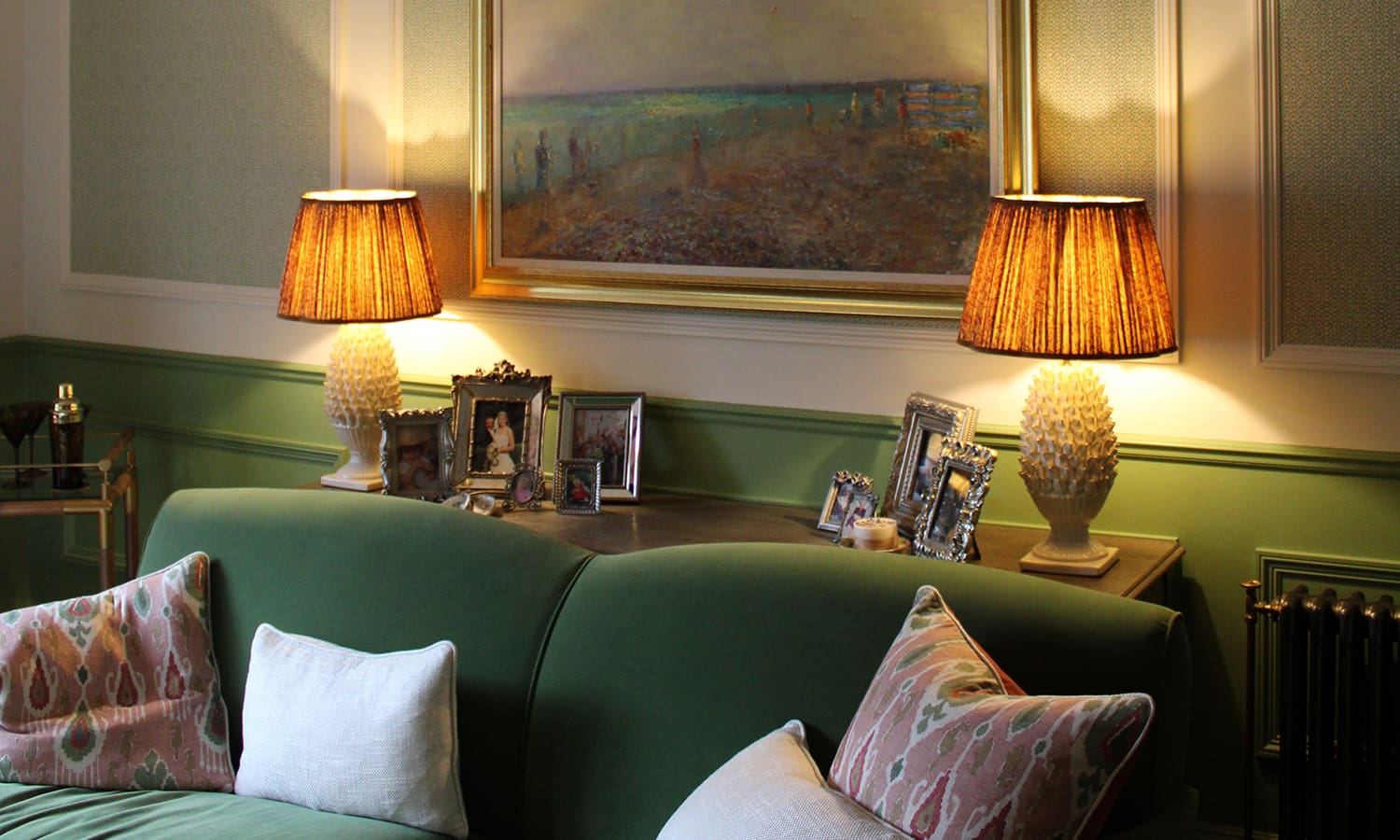 small living room interior with wall paneling